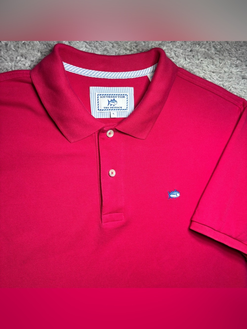 SOUTHERN TIDE Shirt Mens Large Skipjack Polo Breathable Embroidered Fish Classic